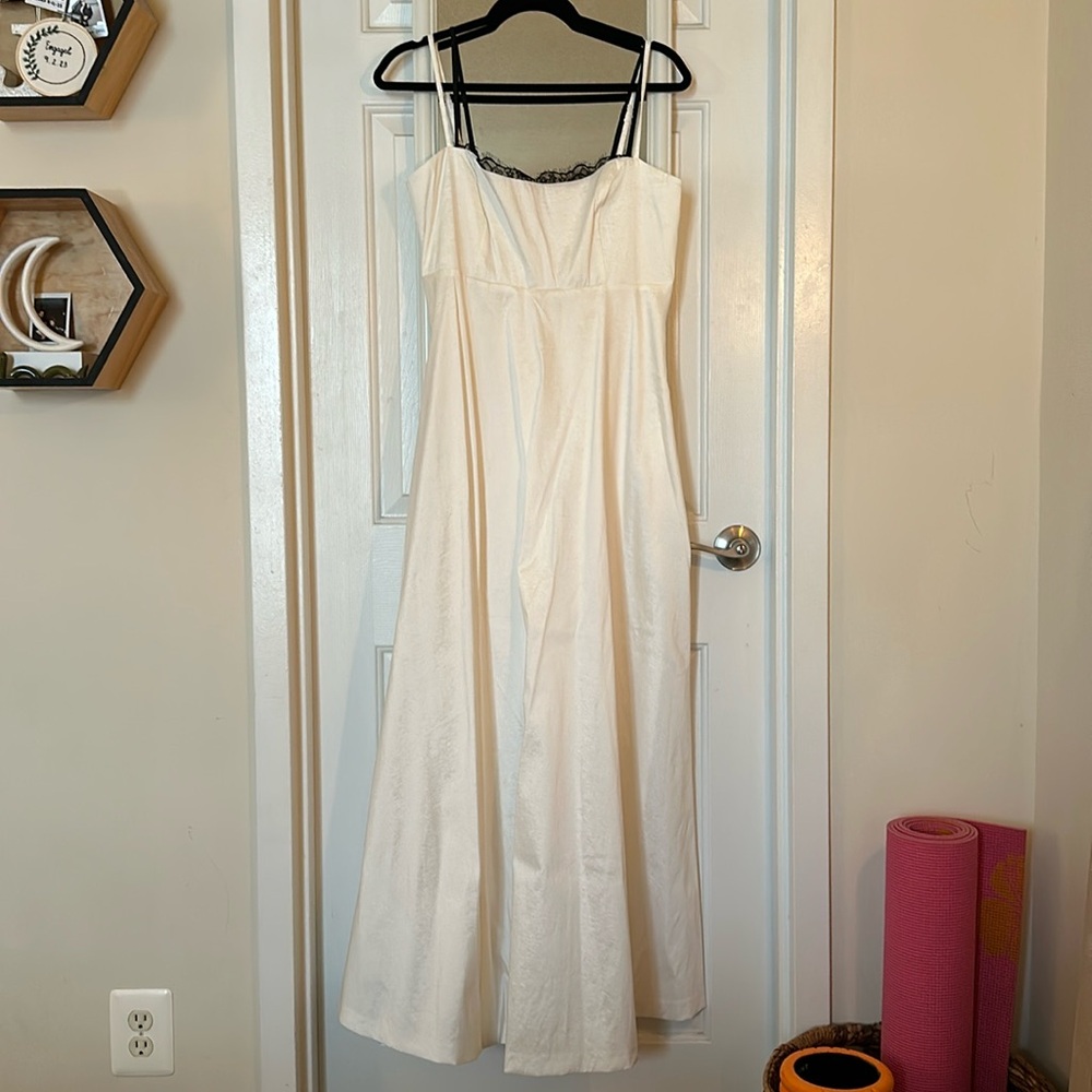 Abercrombie Lace-Trim Taffeta Maxi Dress